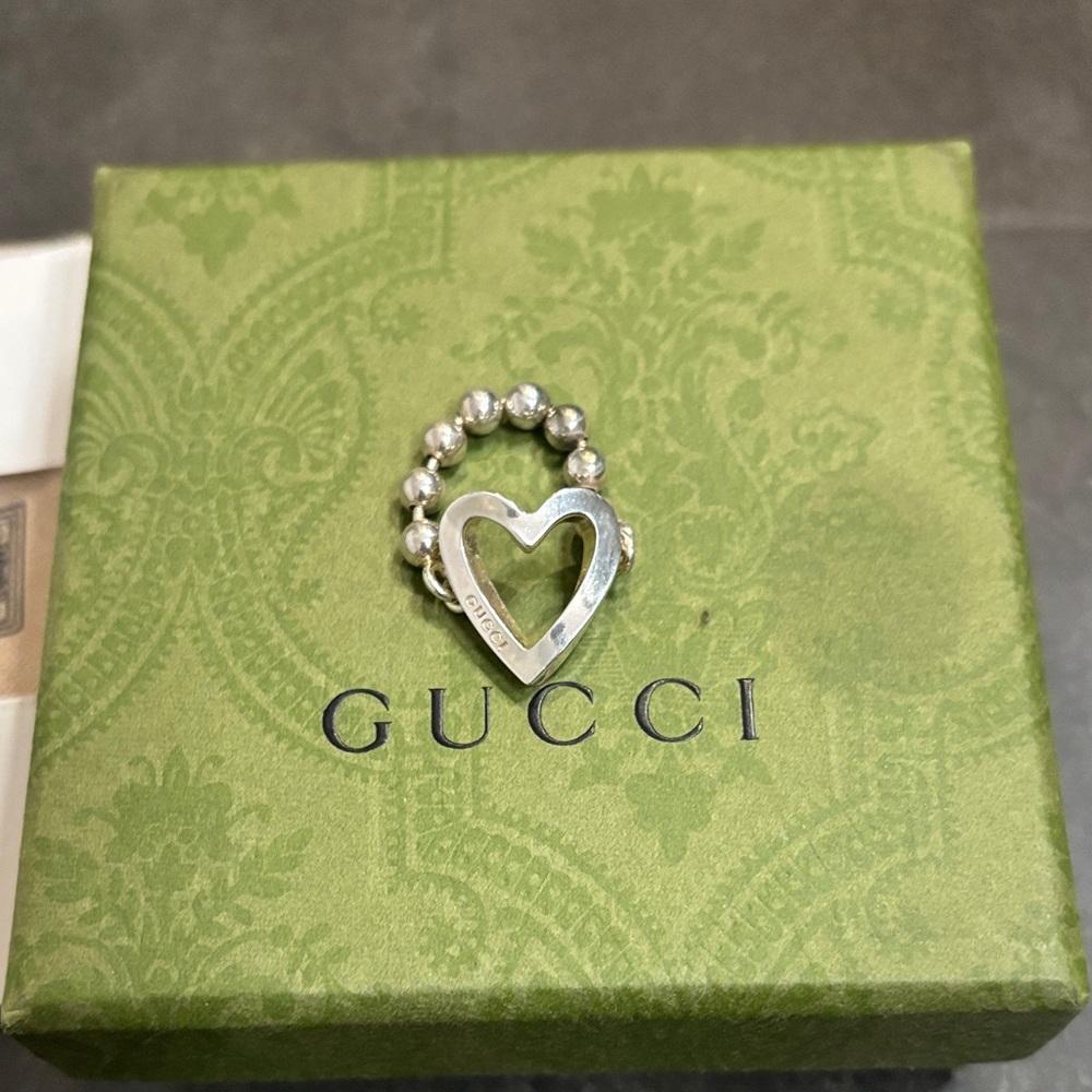 Gucci sterling silver Beaded Heart Ring